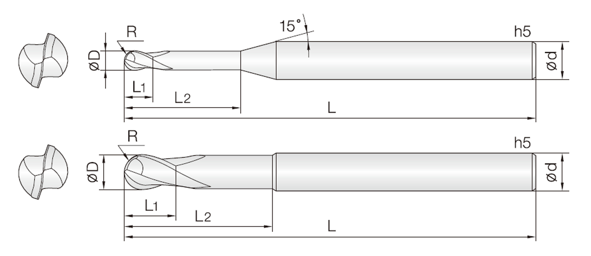 2BCBN (CBN Rippen-Kugelfräser)