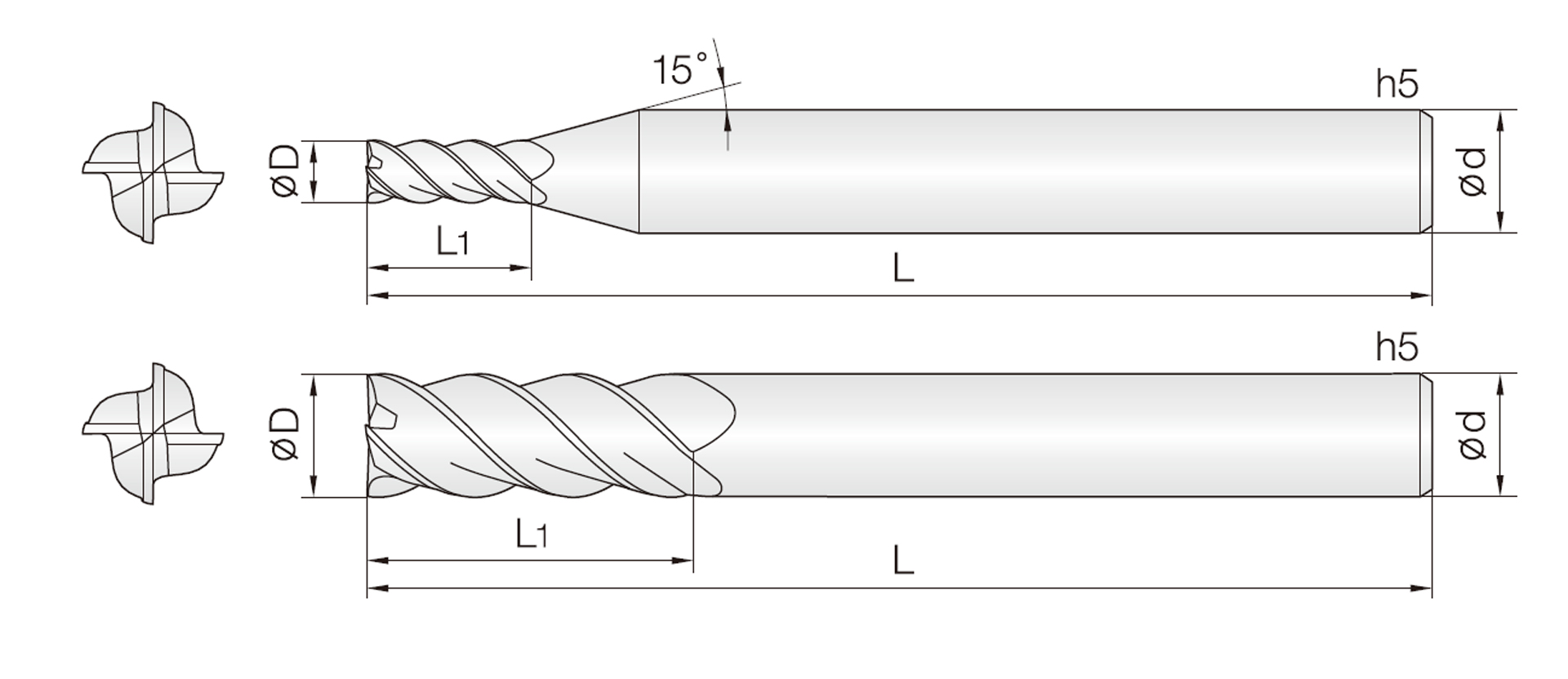 4JJHE (JJ 45° Helix End mills)