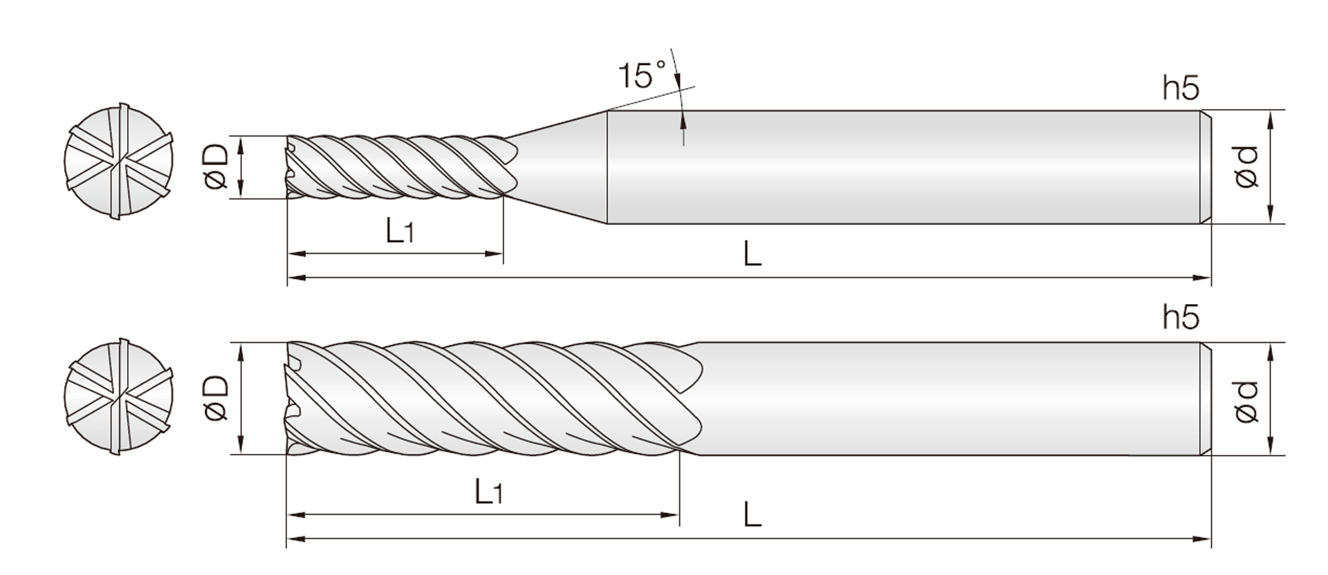 6&8JJHE (JJ 45° Drall Schaftfräser)