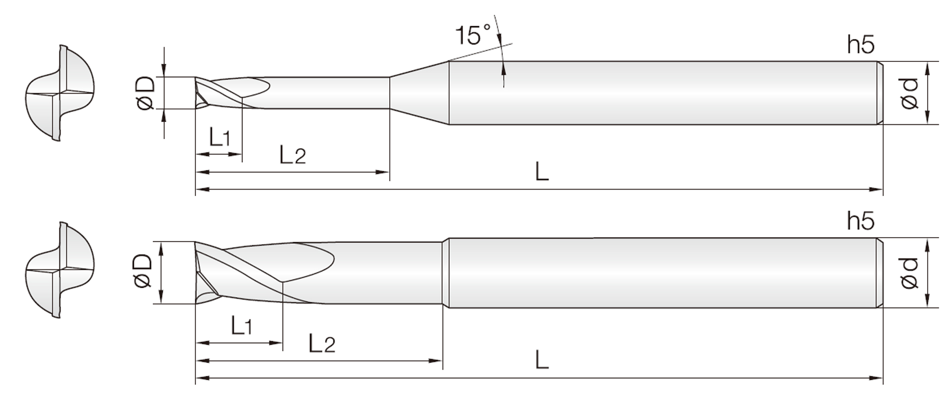 2HRE (Rippen-Schaftfräser)