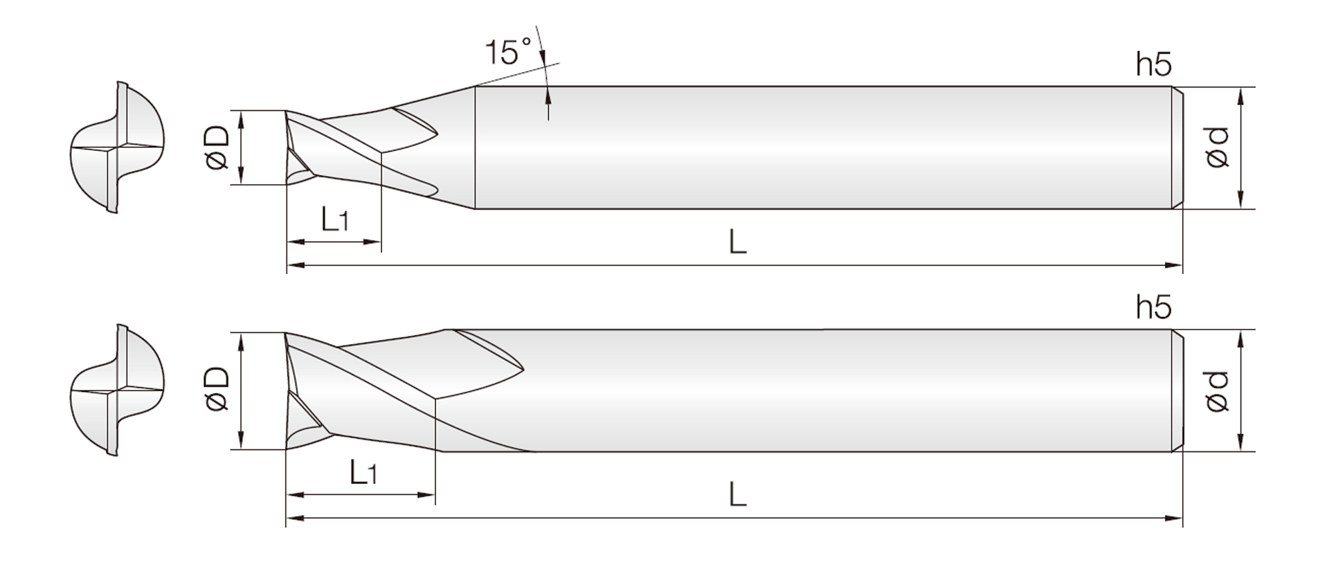2HSE (kurze Ausführung Schaftfräser)