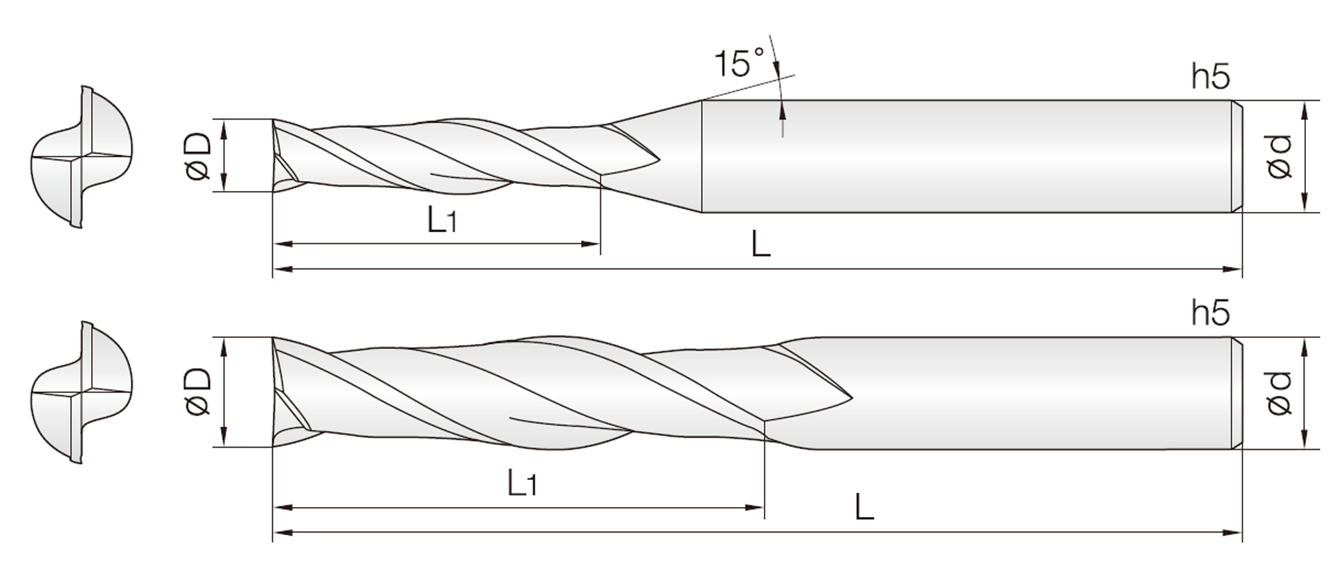 2LEM (lange Ausführung Schaftfräser)