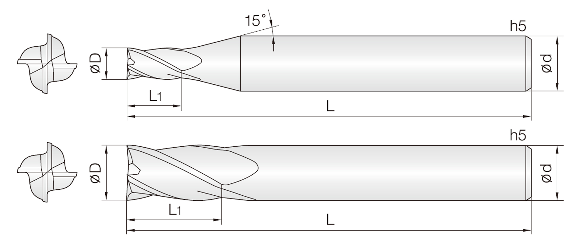 4HSE (kurze Ausführung Schaftfräser)