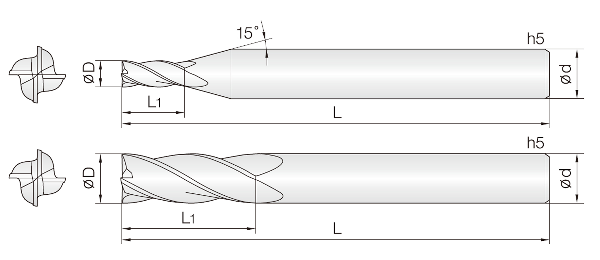 4HCE (Standardlänge Schaftfräser)