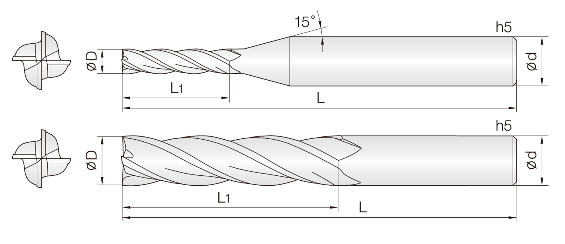 4LEM (lange Ausführung Schaftfräser)