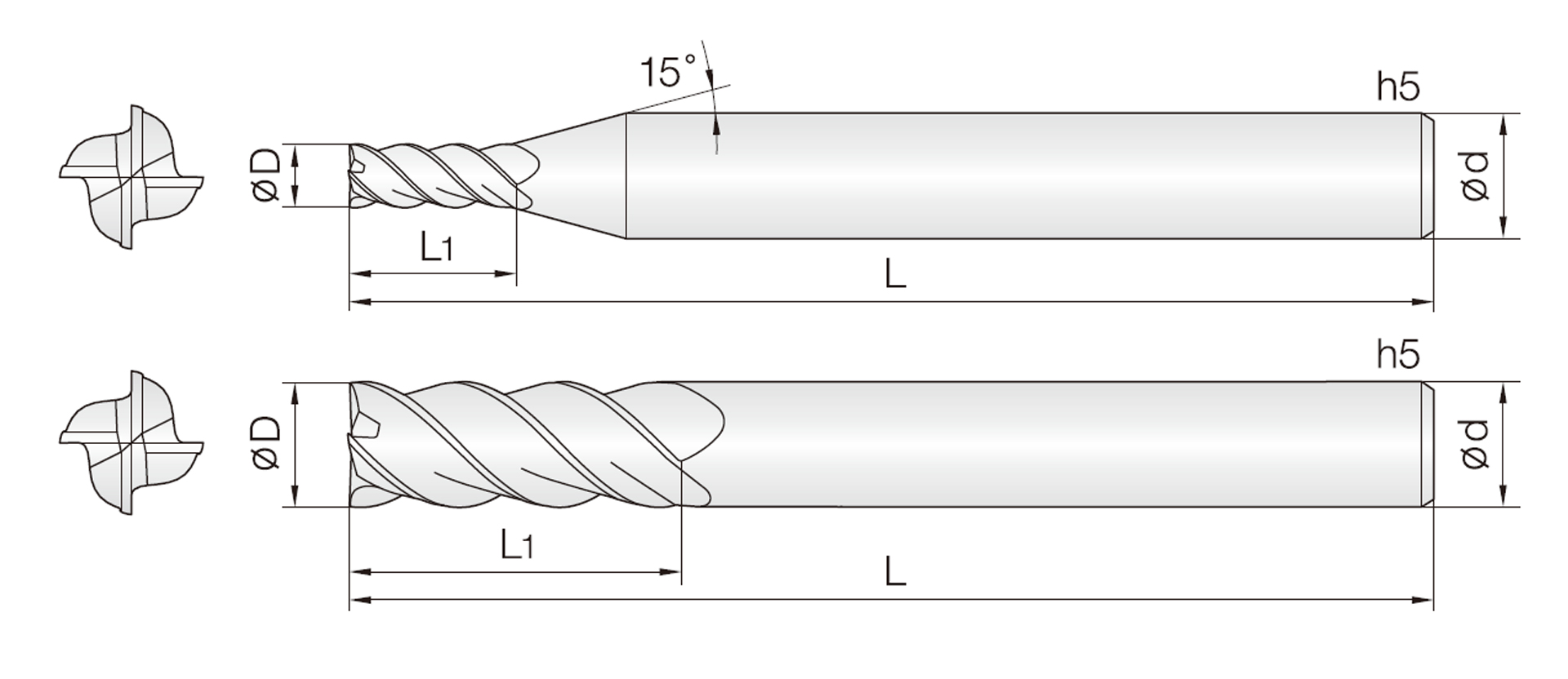 4HEM (45° Drall Schaftfräser)