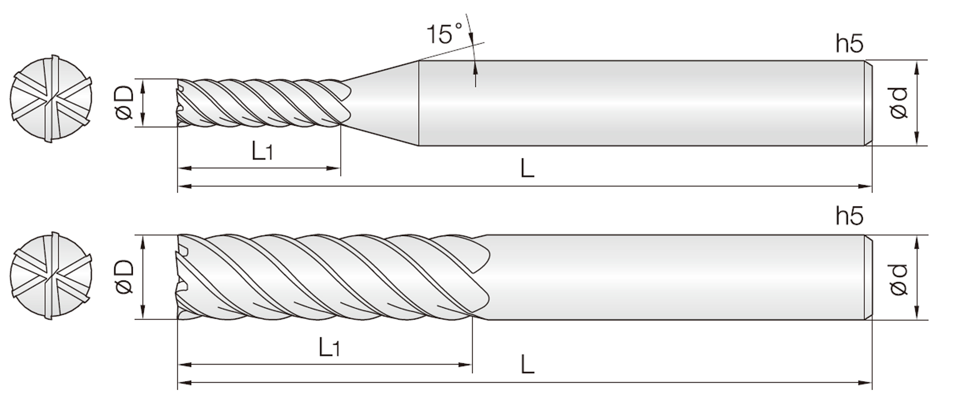 6&8HEM (45° Drall Schaftfräser)