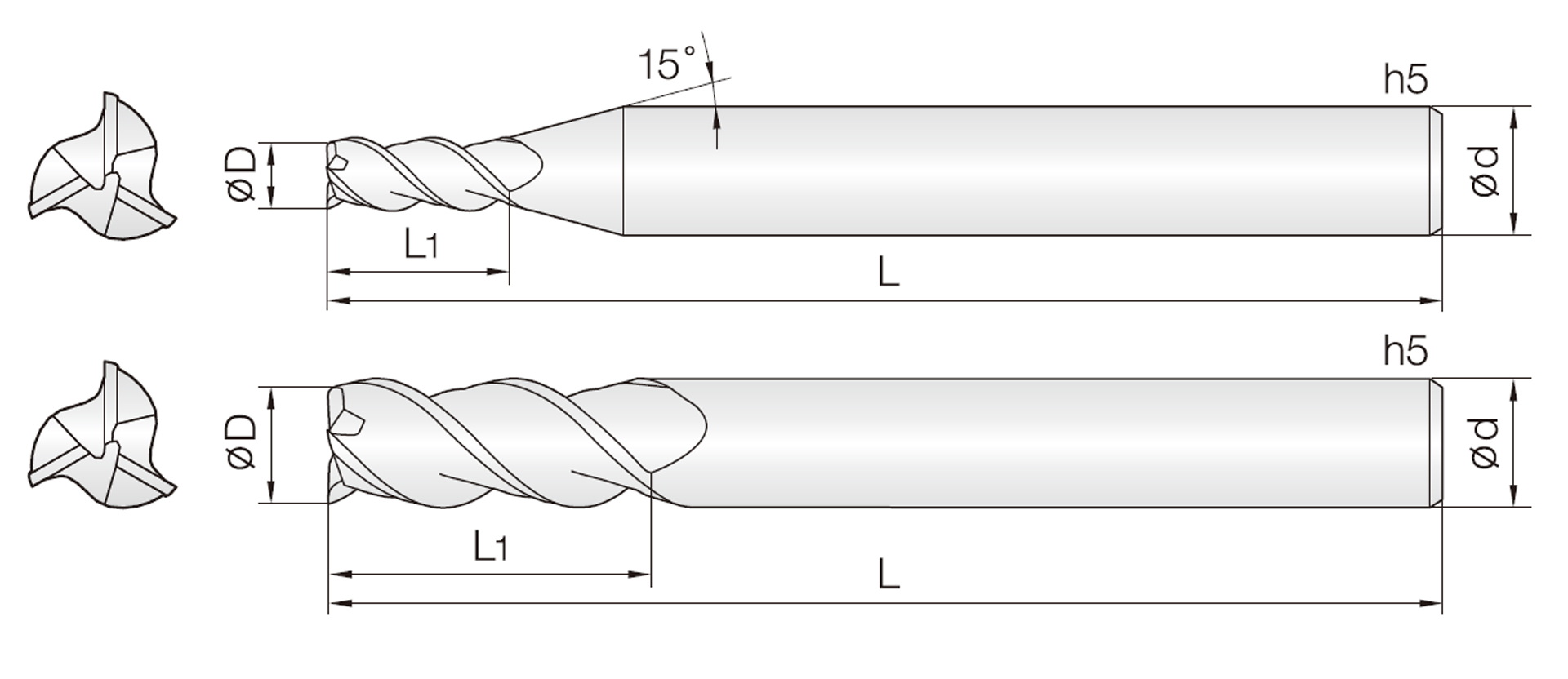 3NSE (Schaftfräser mit 45° Drall für schwere Zerspanung)