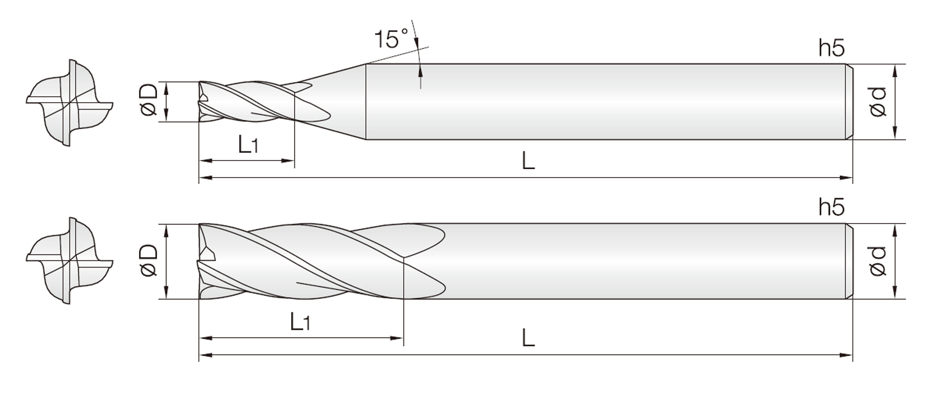 4HCEG (Standard Length End mills)