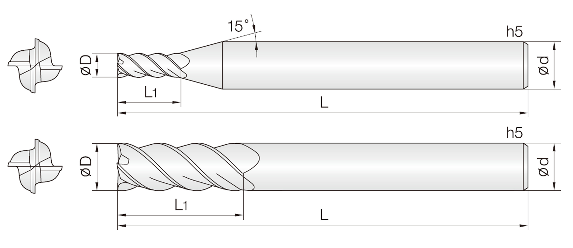 4HEMG (45° Helix End mills)