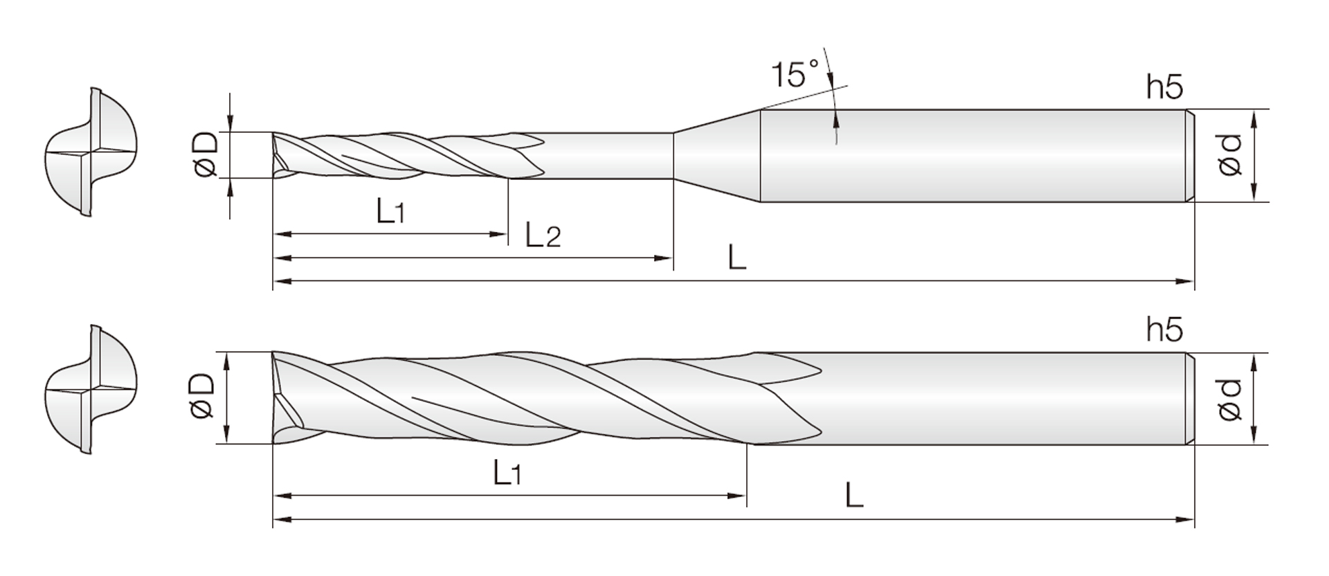 2GEM (langer Schaft Schaftfräser)