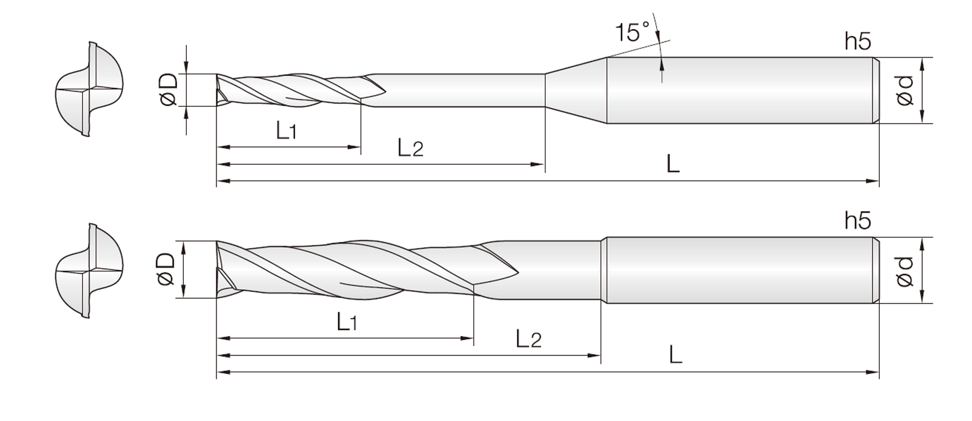 2DEM (diamantbeschichtet Schaftfräser)