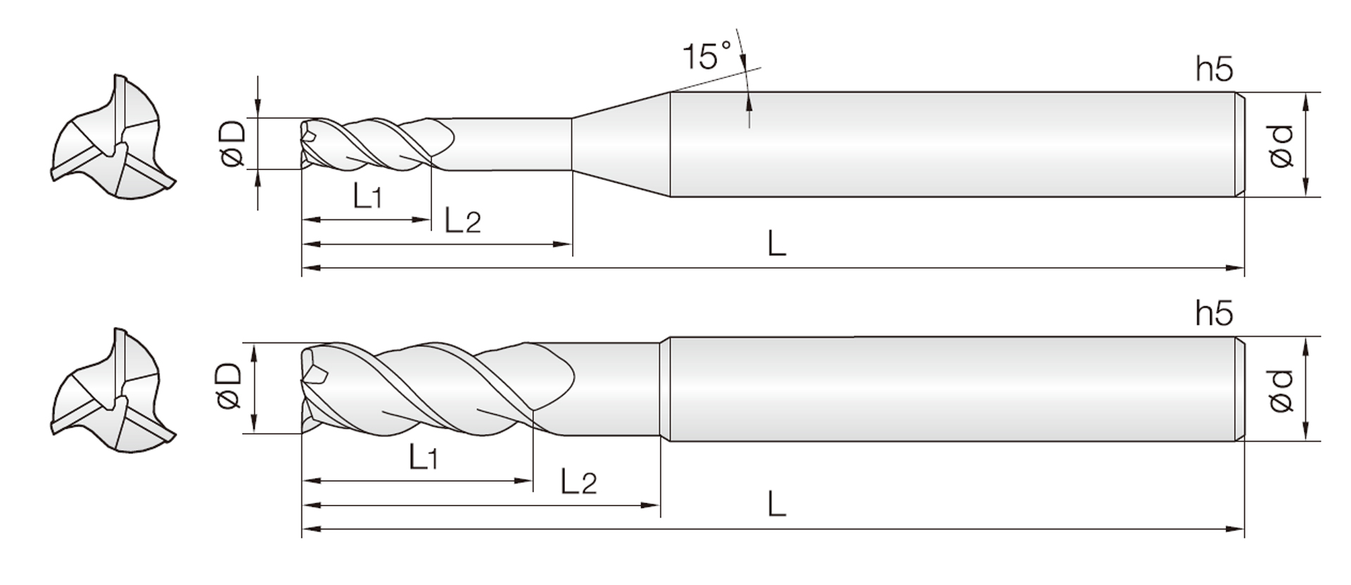 3DRE (45° Helix R-TAC-coated rib tools)