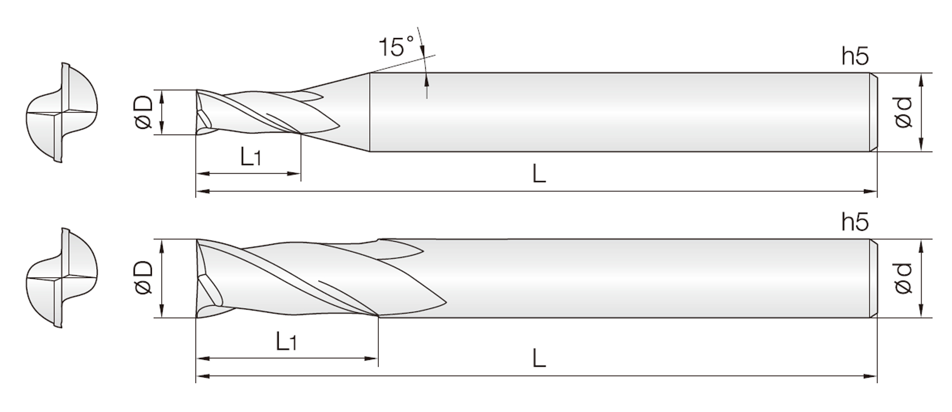 2DLE ( R-TAC-Coated End mills)