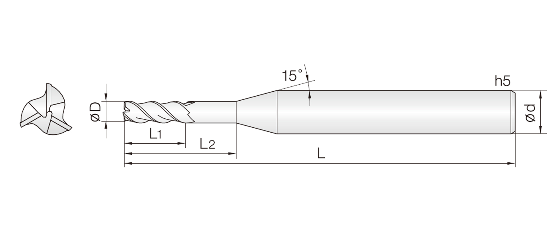 3ALR (45° Helix Rib End Mills)