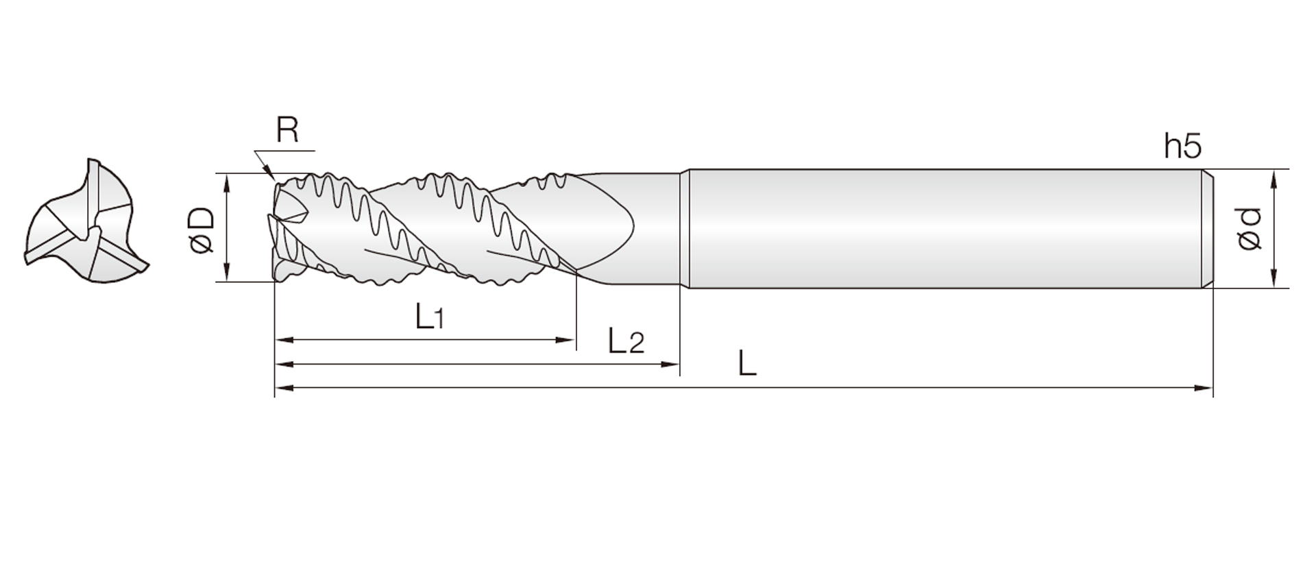 3ARO (45° Helix Roughing end mill)