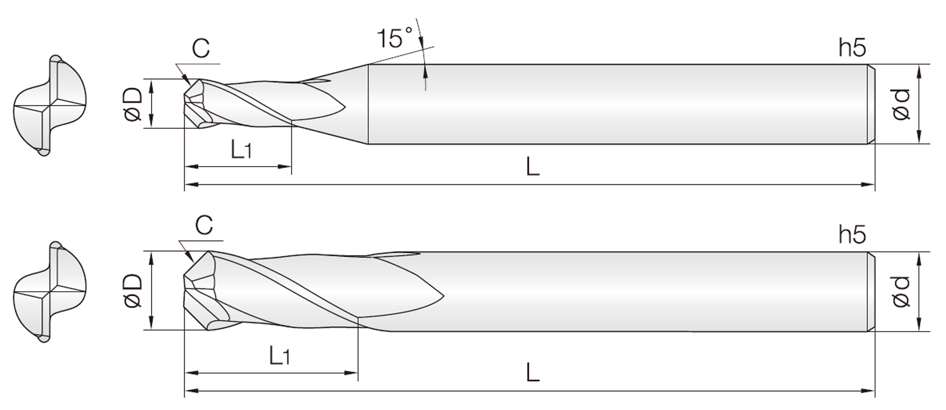 2CCMC (45° corner-chamfer end mills)