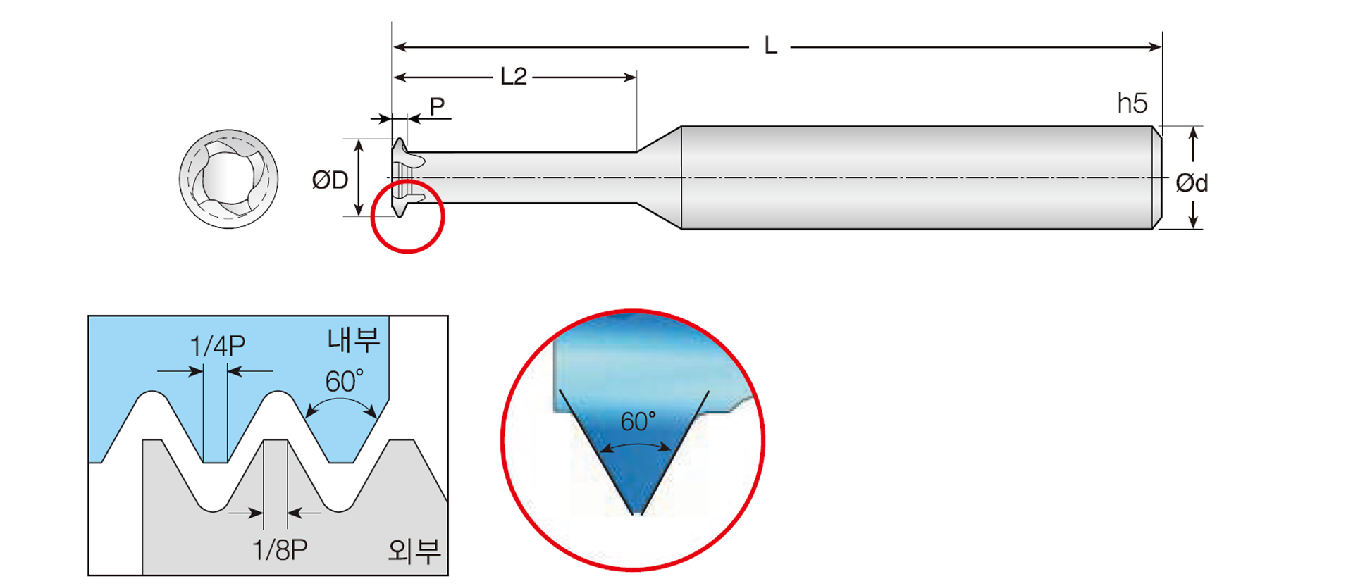 4MTMA (알루미늄용 쓰레드밀 1나사산)