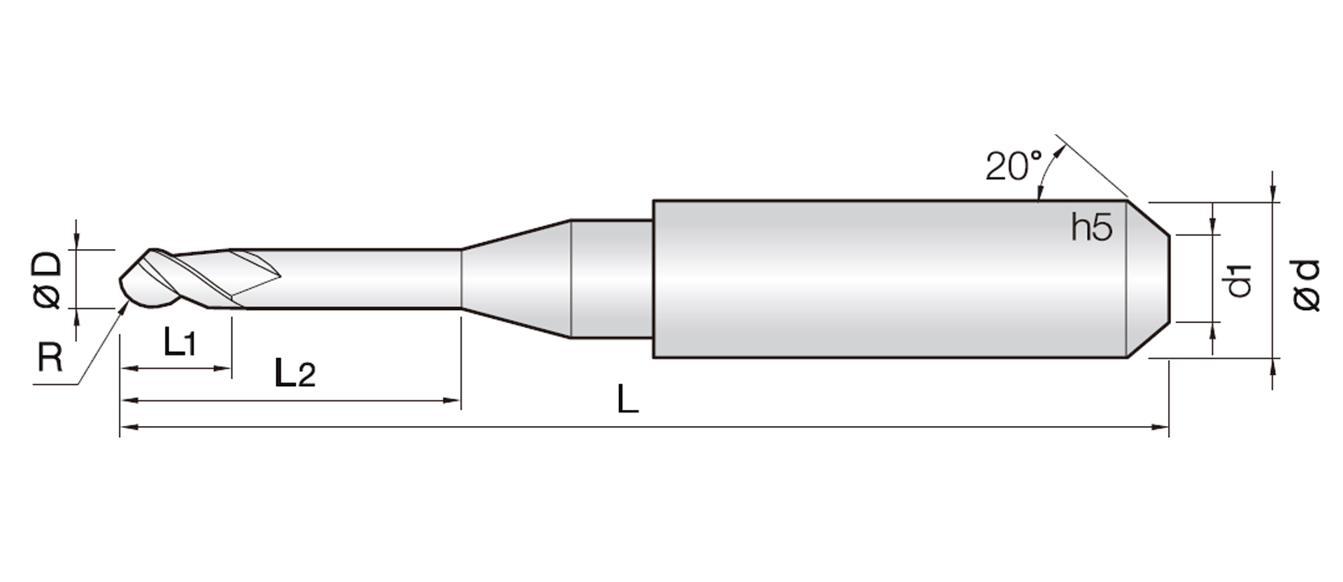 1ZIR (1날 PMMA / PEEK / WAX 가공용 리브 볼 엔드밀)