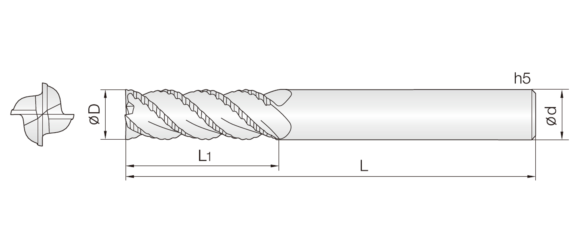 3&4HROUG (45° Helix Fine-Pitch Roughing End Mills)