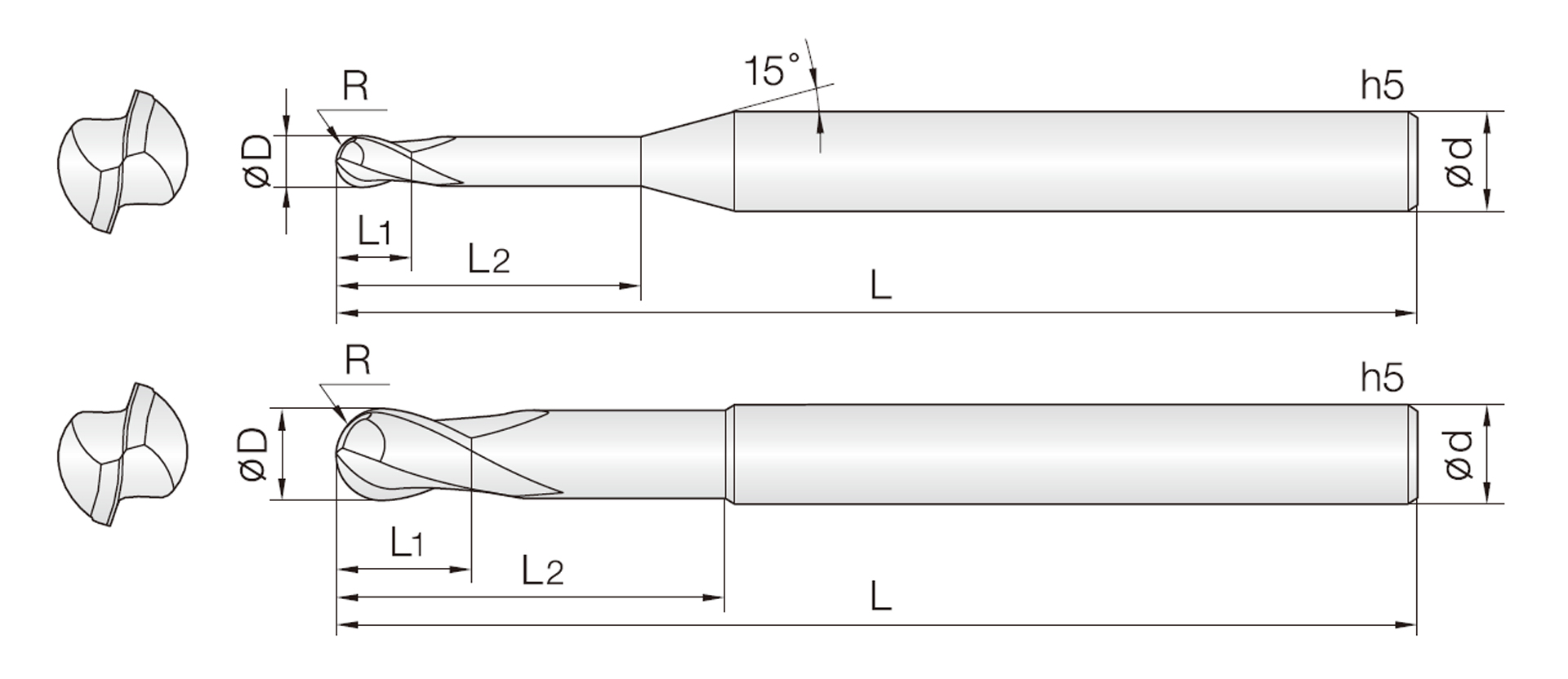 2MRB (universell Mikro Rippen-Kugelfräser)