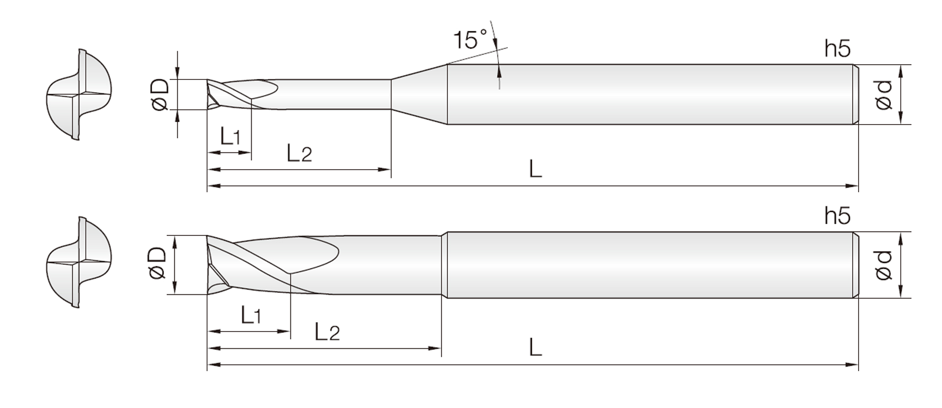 2MRE (universell Mikro Rippen-Schaftfräser)
