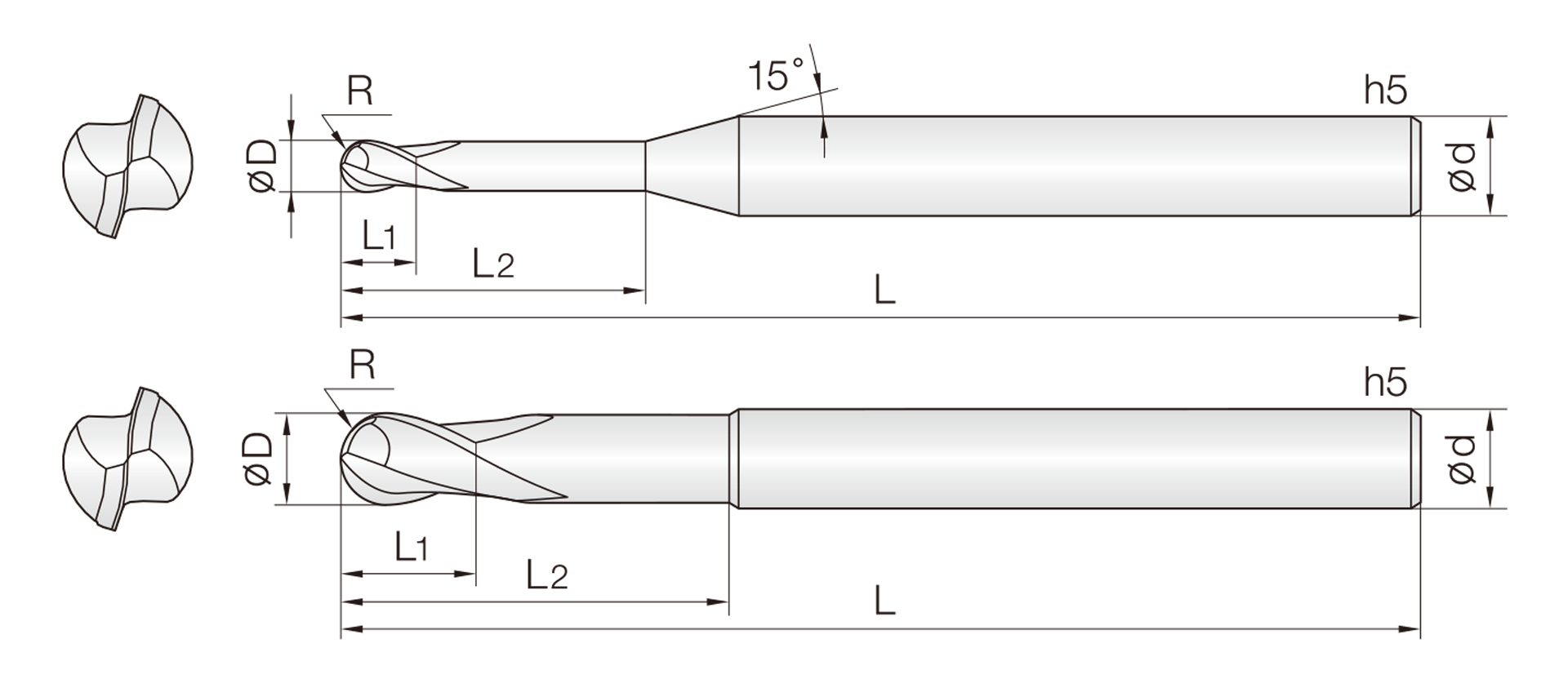 2ALB (45°Drall Kugelfräser)